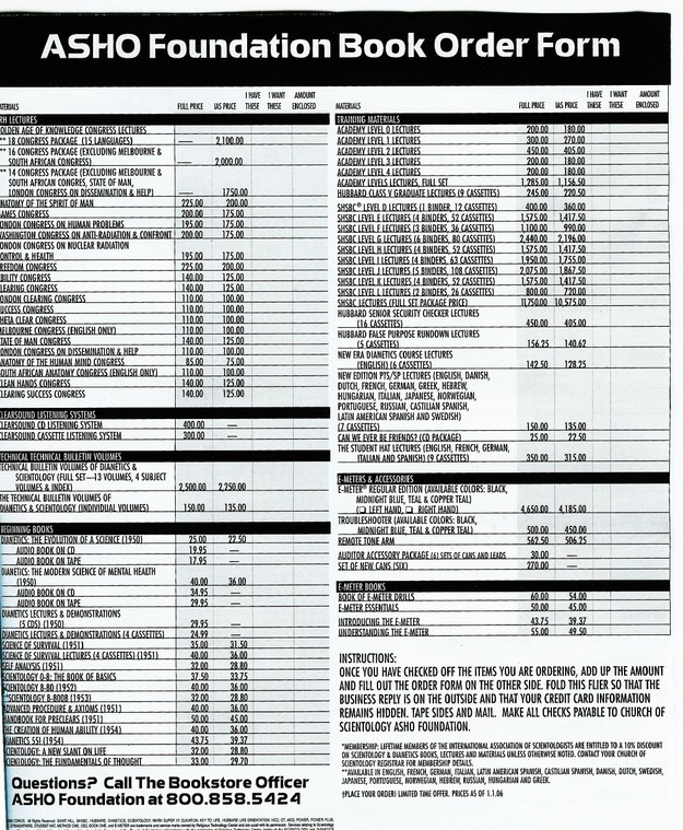 ASHO Book Order Form